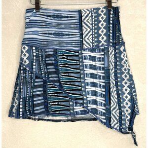 Autumn Teneyl Blue Size Medium Large Geometric Print Skort Mini Skirt